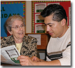 Sister Jeanne with a student